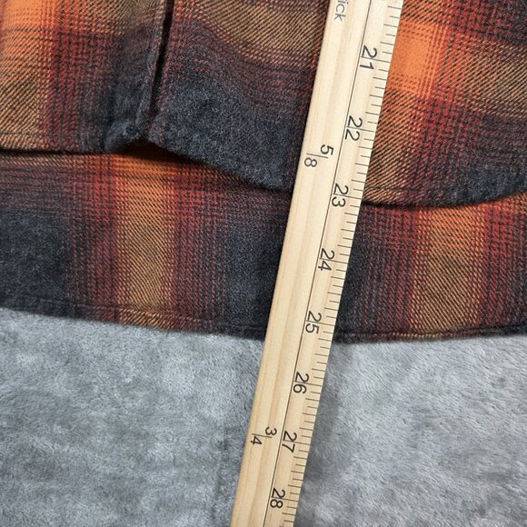 Old Navy Shirt Womens S Orange Boyfriend Plaid Flannel Evermore Inspired Swiftie - Picture 9 of 9